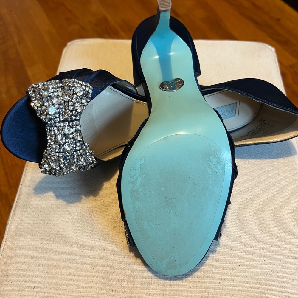 Betsey Johnson Blue and Silver Crystal Embellished Heels - Picture 5 of 6